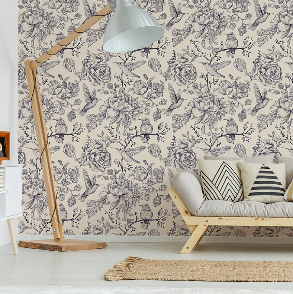 Papier Peint Pour La Chambre OISEAUX Fleurs Retro