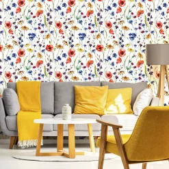 Papier Peint Pour La Chambre FLEURS Coquelicots Colorés Plantes