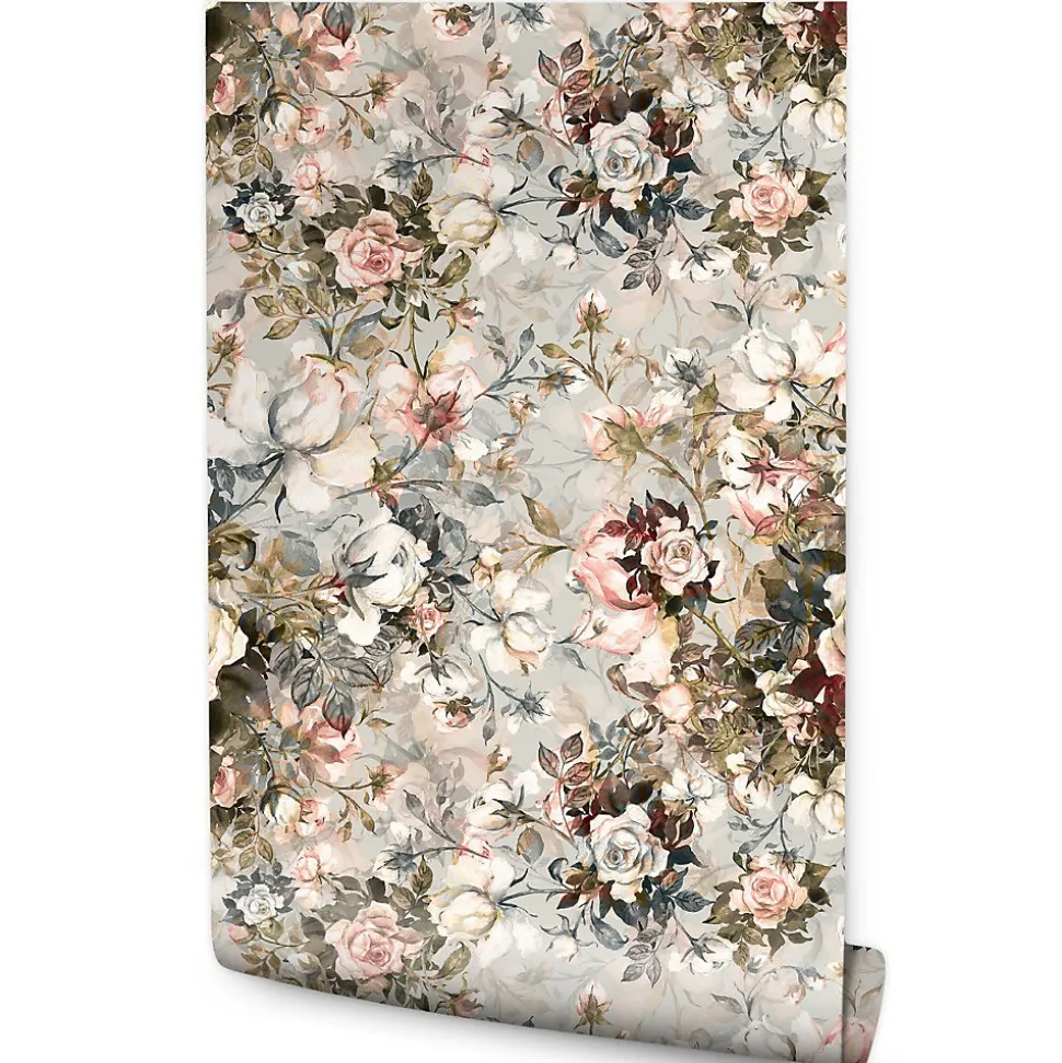 Papier Peint Pour La Chambre FLEURS Roses Feuilles Nature