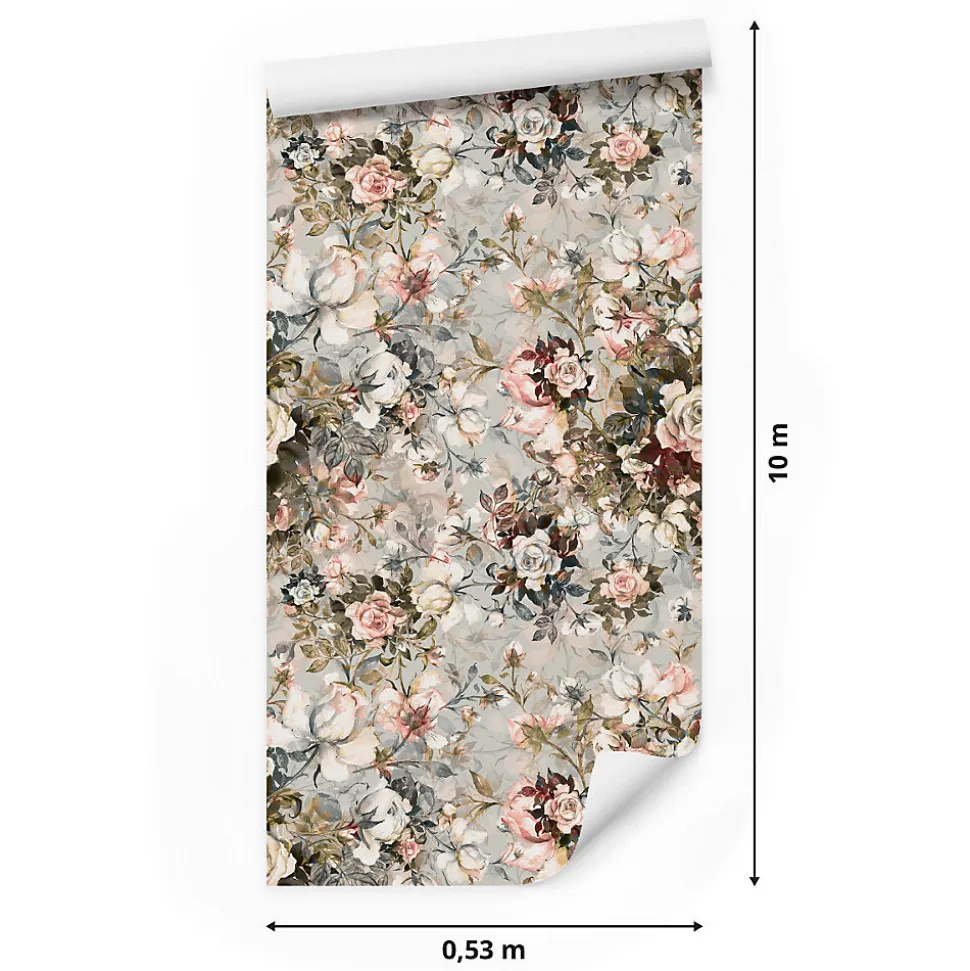 Papier Peint Pour La Chambre FLEURS Roses Feuilles Nature