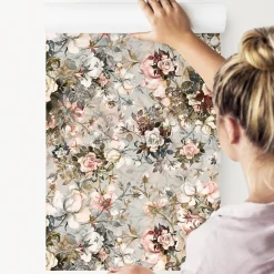 Papier Peint Pour La Chambre FLEURS Roses Feuilles Nature