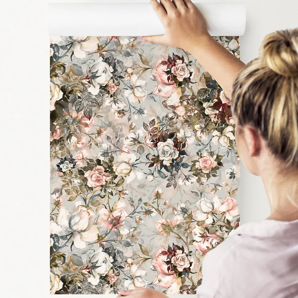 Papier Peint Pour La Chambre FLEURS Roses Feuilles Nature
