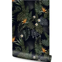 Papier Peint Pour Salon FEUILLES Tropicales Fleurs Nature
