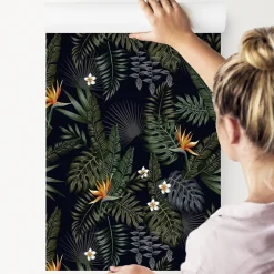 Papier Peint Pour Salon FEUILLES Tropicales Fleurs Nature