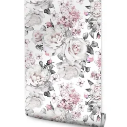 Papier Peint Pour Salon FLEURS Roses Blanches Nature
