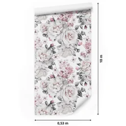 Papier Peint Pour Salon FLEURS Roses Blanches Nature