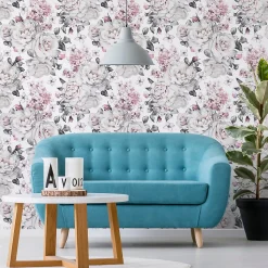 Papier Peint Pour Salon FLEURS Roses Blanches Nature