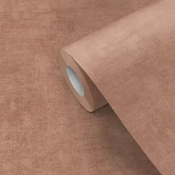 Papier peint pré-encollé vinyle intissé uni Easy Roll GoodHome Bagatelle rose l.53 x H.1005 cm