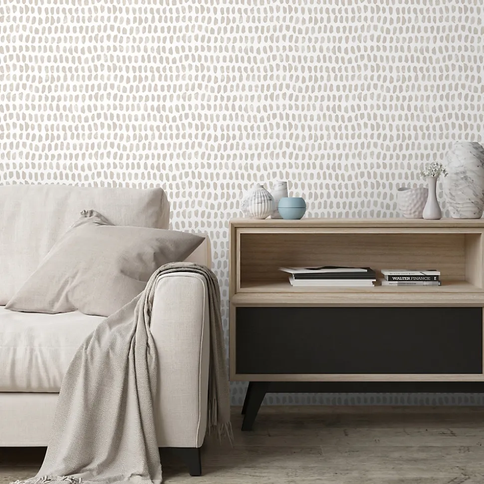 Papier peint pré-encollé vinyle intissé géométrique Easy Roll GoodHome Ascott beige l.53 x H.1005 cm