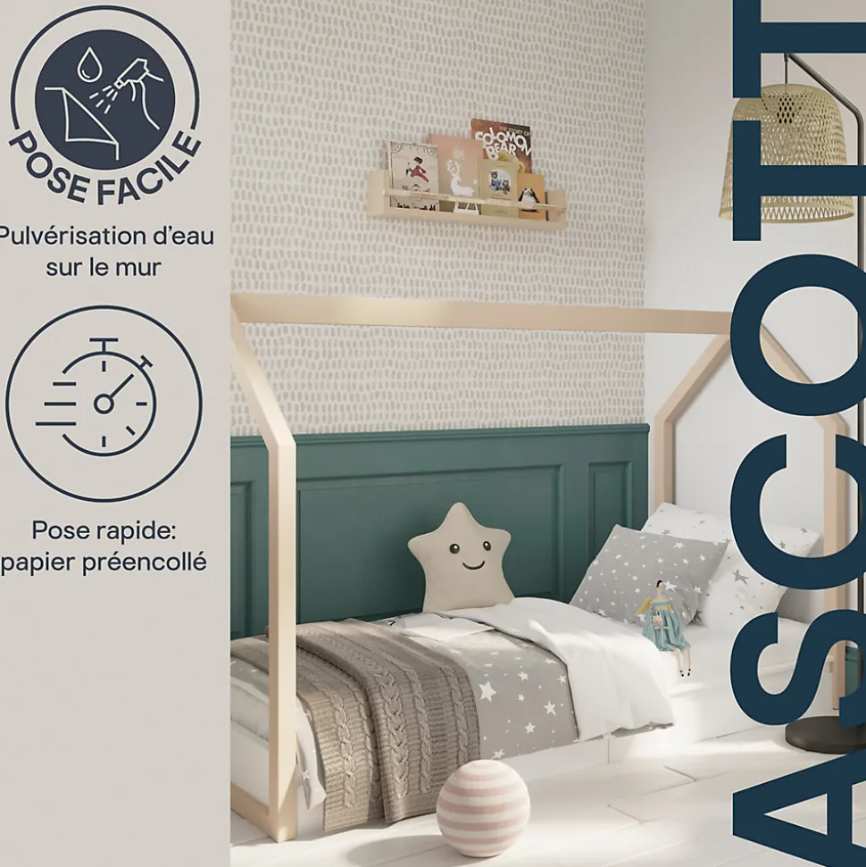 Papier peint pré-encollé vinyle intissé géométrique Easy Roll GoodHome Ascott beige l.53 x H.1005 cm