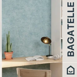 Papier peint pré-encollé vinyle intissé uni bleu pailleté Easy Roll GoodHome Bagatelle l.53 x H.1005 cm