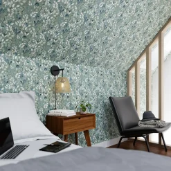 Papier peint pré-encollé vinyle intissé fleuri Easy Roll GoodHome Begonia vert l.53 x H.1005 cm