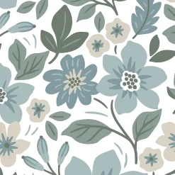 Papier peint pré-encollé vinyle fleuri Easy Roll GoodHome Aani fleurs bleu l.53 x H.1005 cm