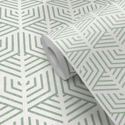 Papier peint pré-encollé vinyle intissé géométrique Easy Roll GoodHome Bassia vert l.53 x H.1005 cm