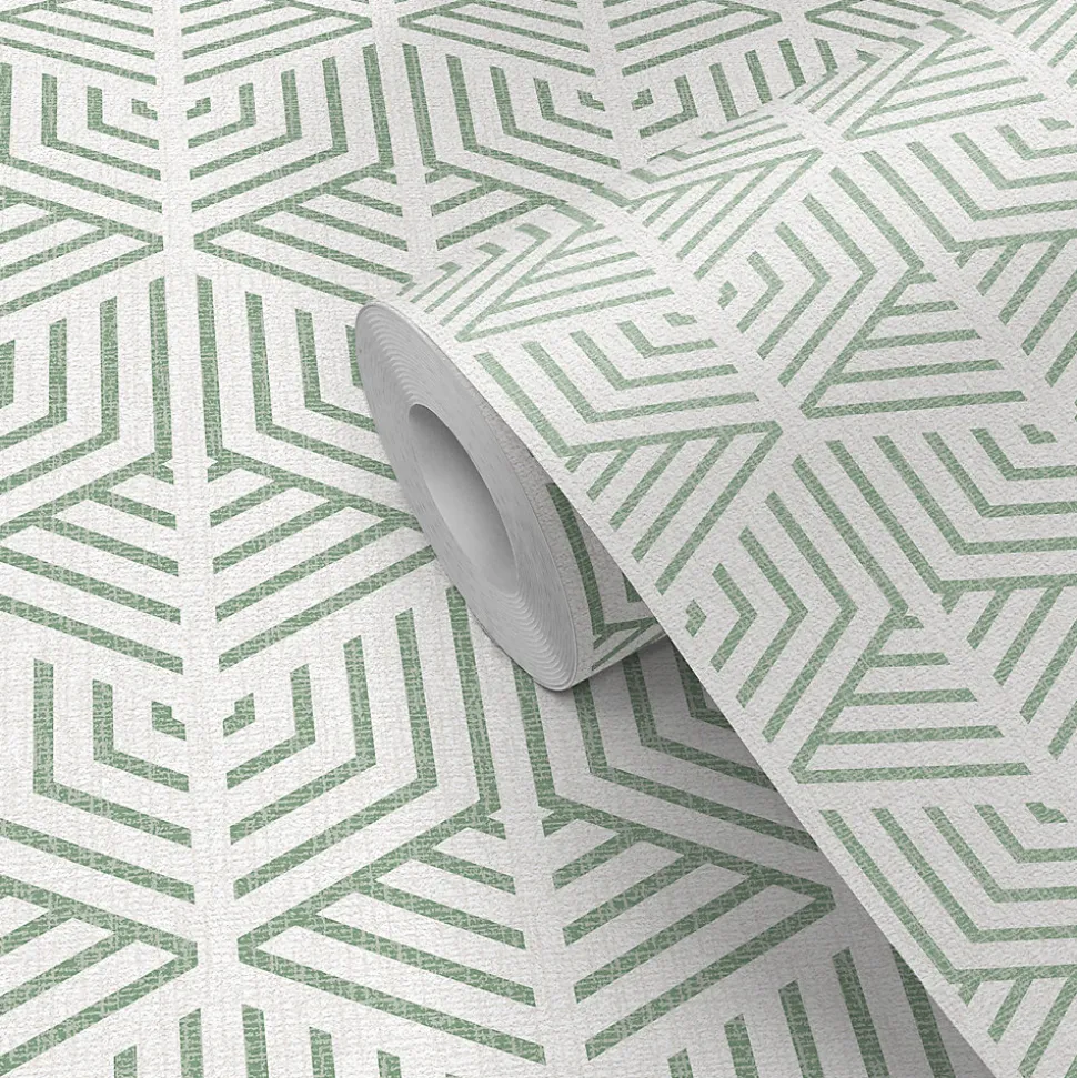 Papier peint pré-encollé vinyle intissé géométrique Easy Roll GoodHome Bassia vert l.53 x H.1005 cm