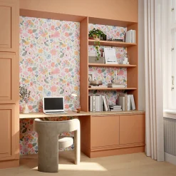 Papier peint pré-encollé vinyle intissé bouquet de fleurs Easy Roll GoodHome Tullie rose l.53 x H.1005 cm