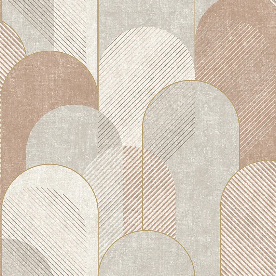 Papier peint pré-encollé vinyle intissé géométrique Easy Roll GoodHome Albury rose l.53 x H.1005 cm