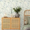 Papier peint pré-encollé vinyle intissé eucalyptus Easy Roll GoodHome Elcot bleu pastel l.53 x H.1005 cm