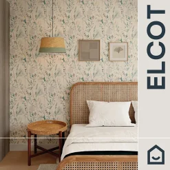 Papier peint pré-encollé vinyle intissé eucalyptus Easy Roll GoodHome Elcot bleu pastel l.53 x H.1005 cm