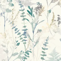 Papier peint pré-encollé vinyle intissé eucalyptus Easy Roll GoodHome Elcot bleu pastel l.53 x H.1005 cm