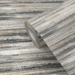 Papier peint pré-encollé vinyle intissé uni Easy Roll GoodHome Arreton gris l.53 x H.1005 cm