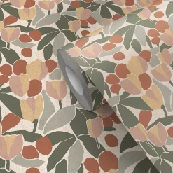 Papier peint pré-encollé vinyle intissé fleuri Easy Roll GoodHome Bahulu multicolore l.53 x H.1005 cm