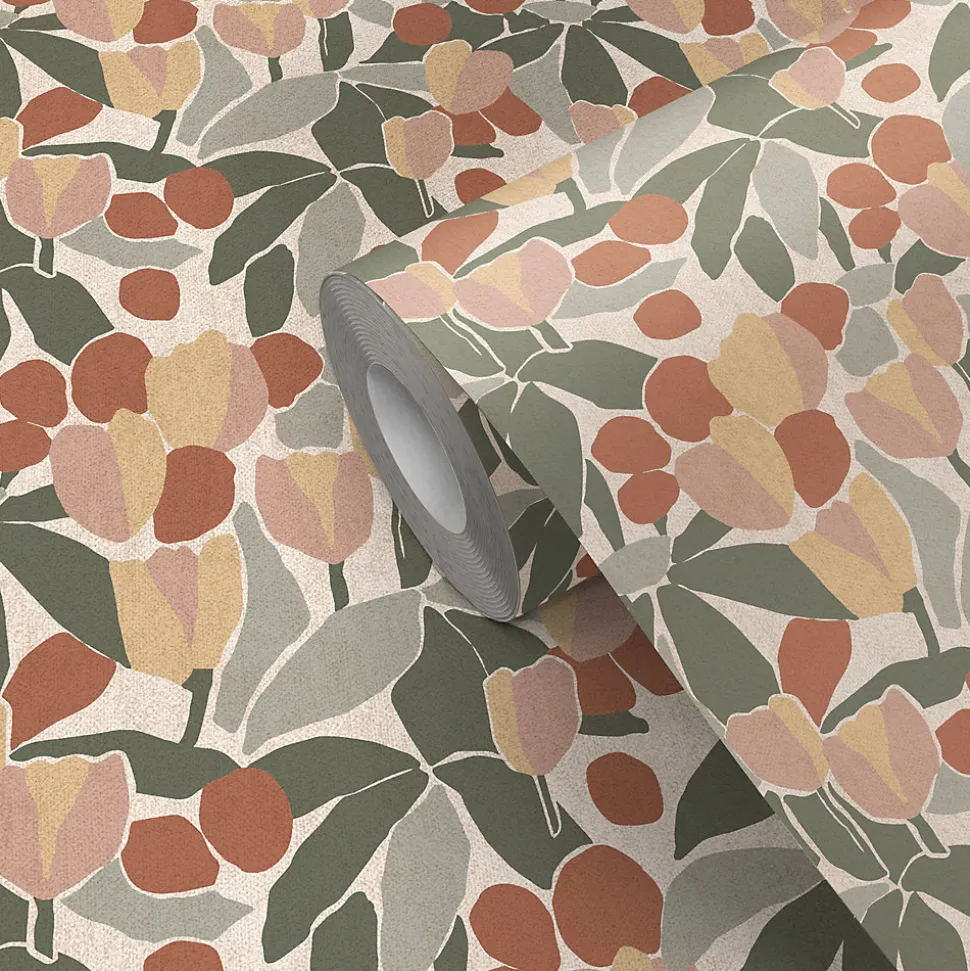 Papier peint pré-encollé vinyle intissé fleuri Easy Roll GoodHome Bahulu multicolore l.53 x H.1005 cm