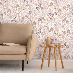 Papier peint pré-encollé vinyle intissé botanique Easy Roll GoodHome Olivia rose l.53 x H.1005 cm