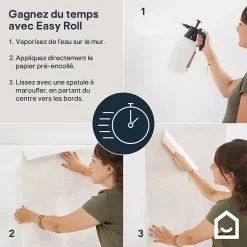 Papier peint pré-encollé vinyle intissé botanique Easy Roll GoodHome Olivia rose l.53 x H.1005 cm