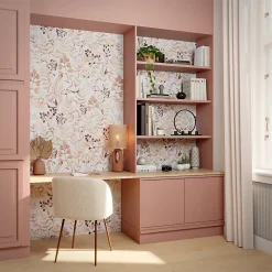 Papier peint pré-encollé vinyle intissé botanique Easy Roll GoodHome Olivia rose l.53 x H.1005 cm