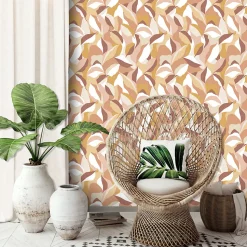 Papier peint pré-encollé vinyle intissé art déco Easy Roll GoodHome Apricot multicolore l.53 x H.1005 cm