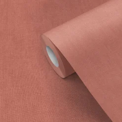 Papier peint pré-encollé vinyle intissé uni terracotta Easy Roll GoodHome Coppins l.53 x H.1005 cm