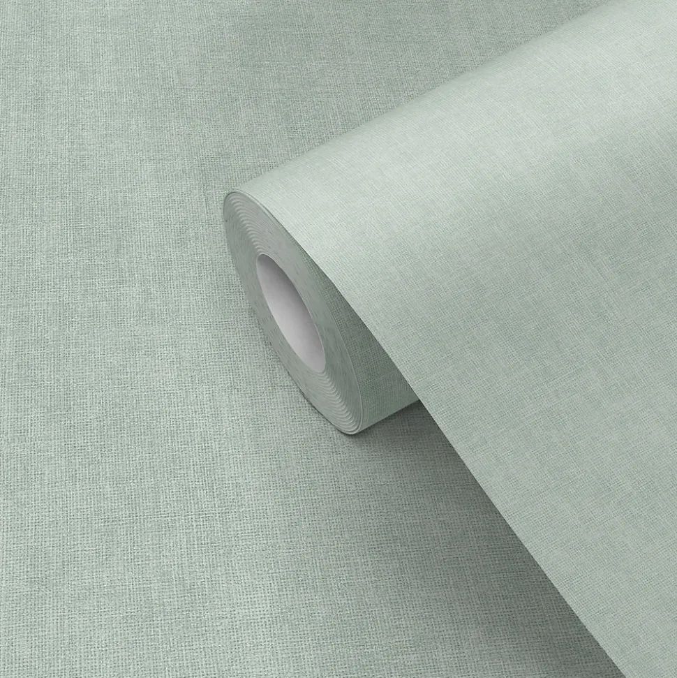 Papier peint pré-encollé vinyle intissé uni vert d'eau Easy Roll GoodHome Coppins l.53 x H.1005 cm