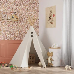 Papier peint pré-encollé vinyle fleuri Easy Roll GoodHome Aani fleurs terracotta, rose l.53 x H.1005 cm