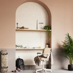 Papier peint pré-encollé vinyle Easy Roll GoodHome Coquille Pois beige l.53 x H.1005 cm