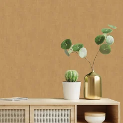 Papier peint pré-encollé vinyle intissé uni jaune moutarde Easy Roll GoodHome Coppins l.53 x H.1005 cm