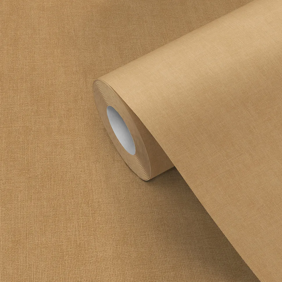 Papier peint pré-encollé vinyle intissé uni jaune moutarde Easy Roll GoodHome Coppins l.53 x H.1005 cm