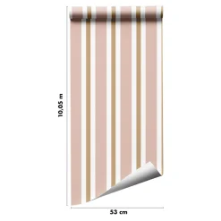 Papier peint pré-encollé vinyle intissé rayures rose Easy Roll GoodHome Penrose l.53 x H.1005 cm