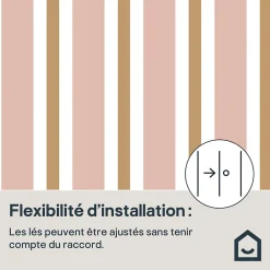 Papier peint pré-encollé vinyle intissé rayures rose Easy Roll GoodHome Penrose l.53 x H.1005 cm