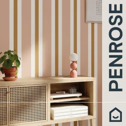 Papier peint pré-encollé vinyle intissé rayures rose Easy Roll GoodHome Penrose l.53 x H.1005 cm