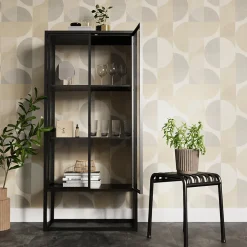 Papier peint pré-encollé vinyle intissé géométrique Easy Roll GoodHome Antilia beige l.53 x H.1005 cm