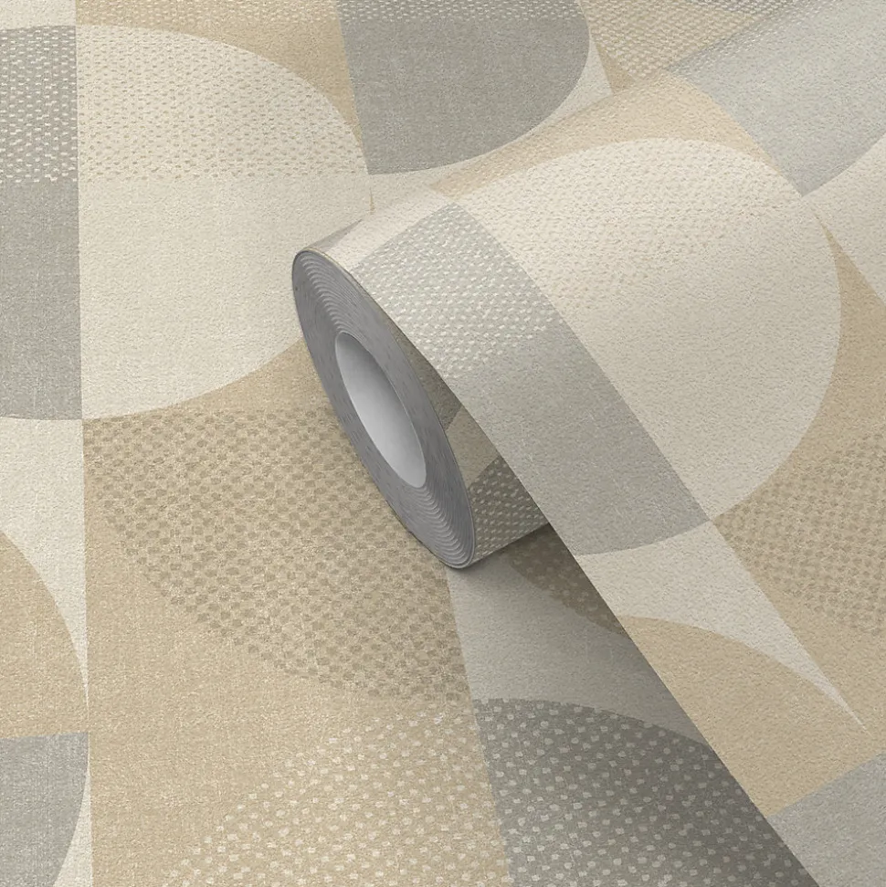 Papier peint pré-encollé vinyle intissé géométrique Easy Roll GoodHome Antilia beige l.53 x H.1005 cm