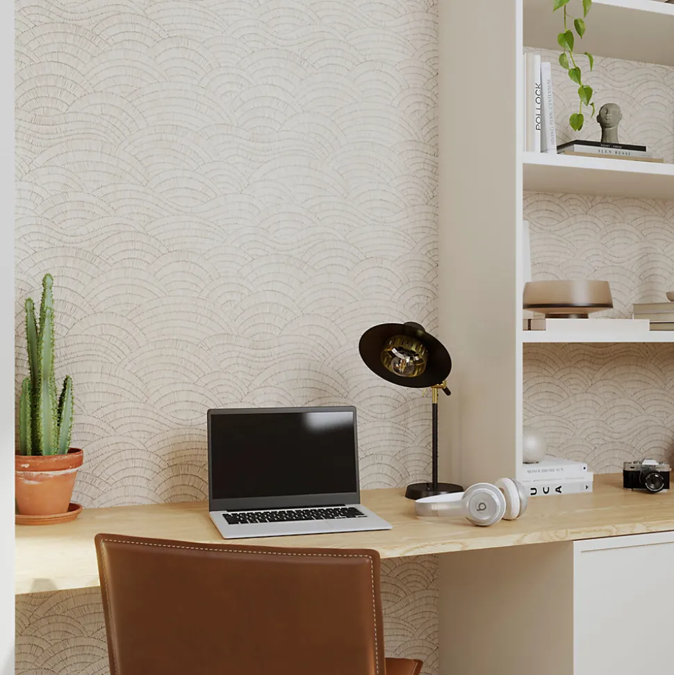 Papier peint pré-encollé vinyle intissé géométrique Easy Roll GoodHome Barrington beige l.53 x H.1005 cm