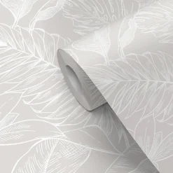 Papier peint pré-encollé vinyle intissé feuilage Easy Roll GoodHome Ufford beige l.53 x H.1005 cm