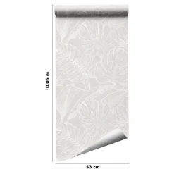 Papier peint pré-encollé vinyle intissé feuilage Easy Roll GoodHome Ufford beige l.53 x H.1005 cm