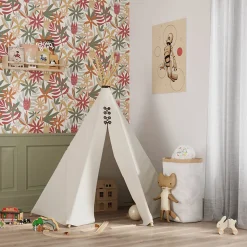 Papier peint pré-encollé vinyle fleuri Easy Roll GoodHome Basil fleurs multicolore l.53 x H.1005 cm