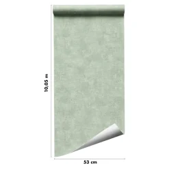 Papier peint pré-encollé vinyle intissé uni vert pailleté Easy Roll GoodHome Bagatelle l.53 x H.1005 cm