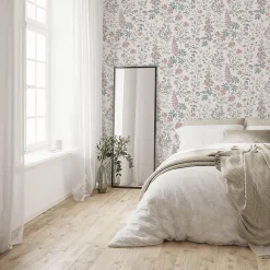 Papier peint pré-encollé vinyle intissé fleuri Easy Roll GoodHome Aldin rose pastel l.53 x H.1005 cm