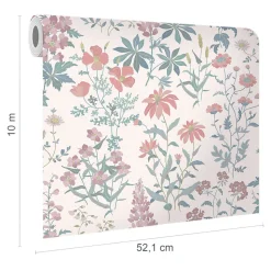 Papier peint pré-encollé vinyle intissé fleuri Easy Roll GoodHome Aldin rose pastel l.53 x H.1005 cm