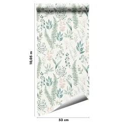 Papier peint pré-encollé vinyle intissé fleuri Easy Roll GoodHome Chandos vert l.53 x H.1005 cm
